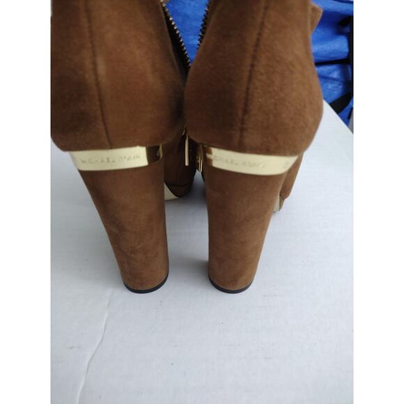 MICHAEL Michael Kors Boots Womens Size 6 Suede Brown Ankle Booties Block Heel - Picture 7 of 8